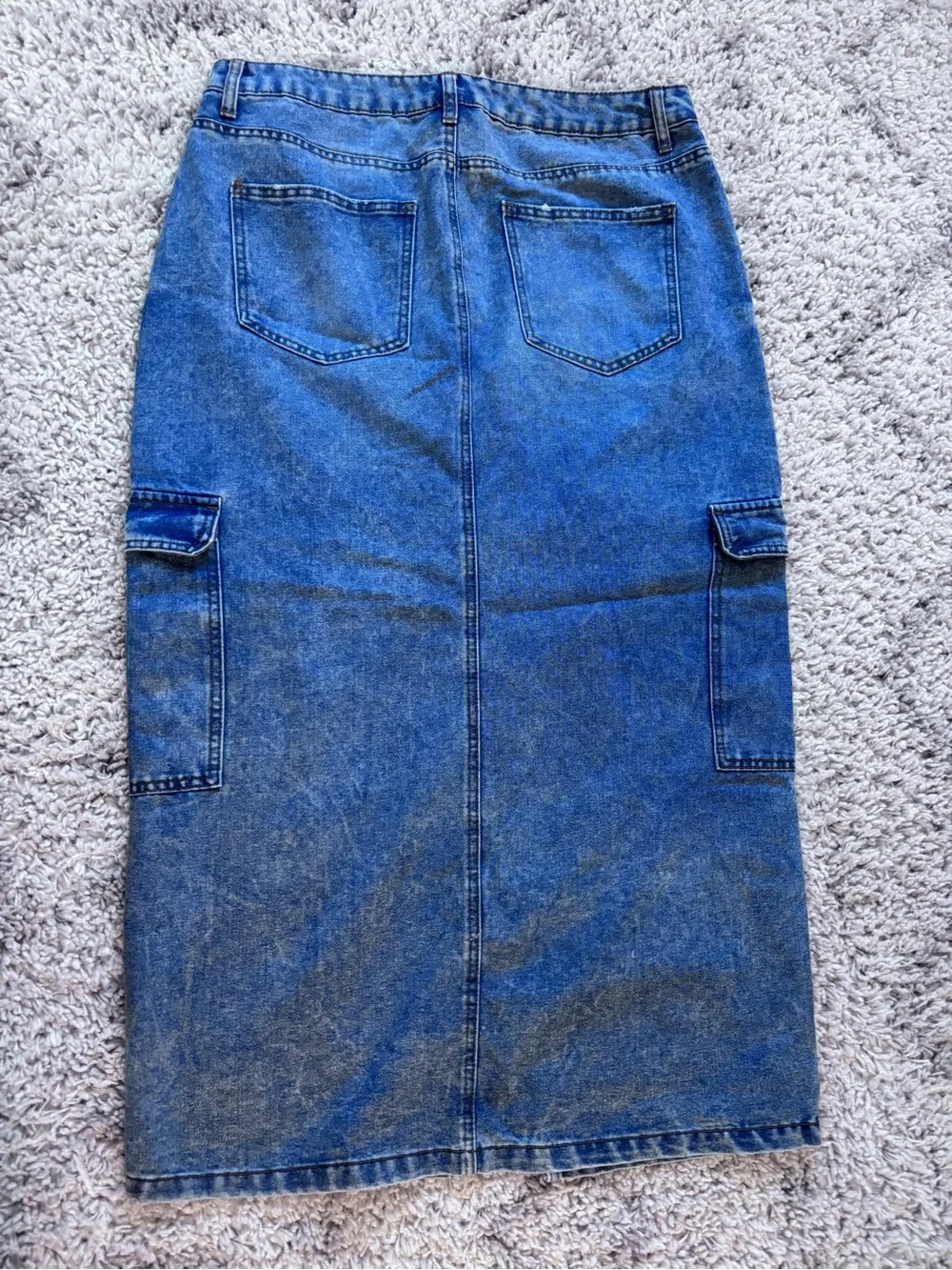 love, Fire Blue Denim Cargo Skirt
